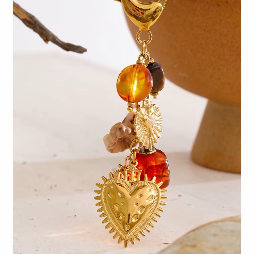 Red or Gold  Heart Stainless Steel Bag Charm keychain